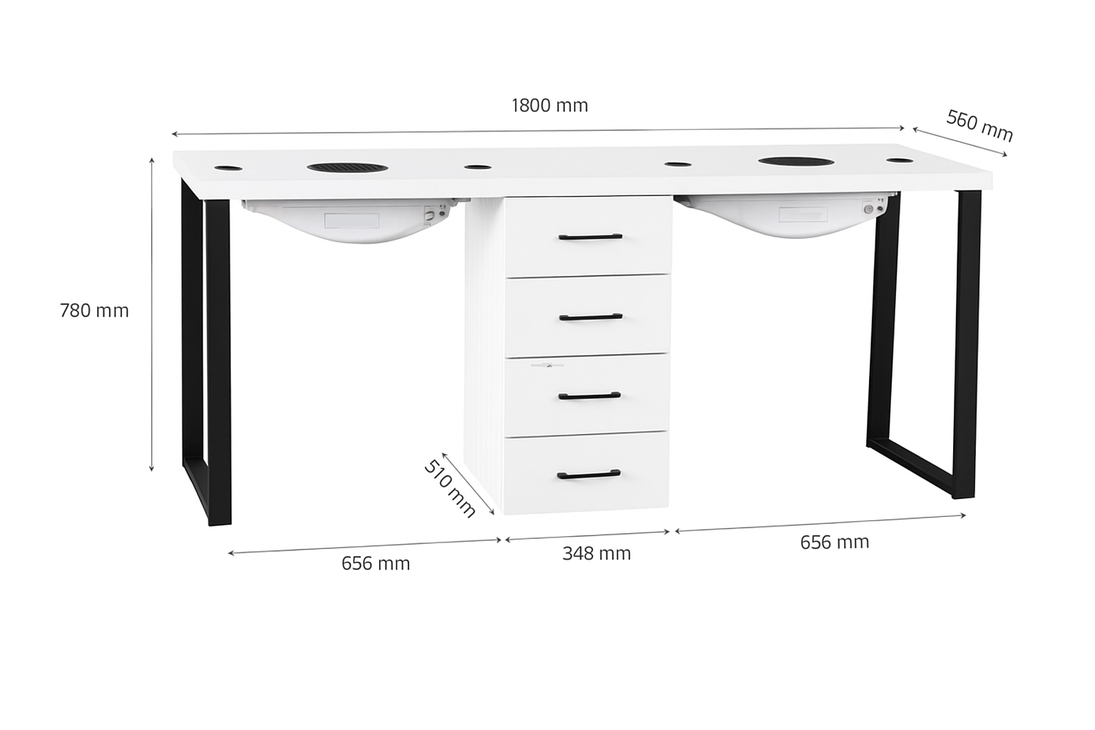 Table de manucure ›ANADUO BLACK‹ Swisshairdesign