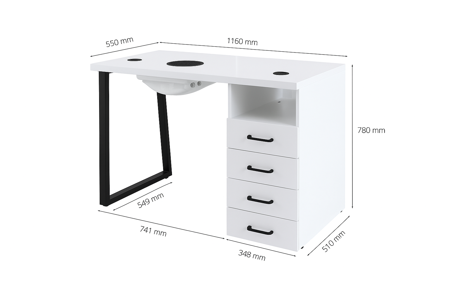 Table de manucure ›ANAFRA BLACK‹ Swisshairdesign