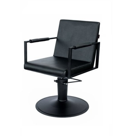 Fauteuil >JOHN< Noir, avec pied rond noir SwissHairDesign