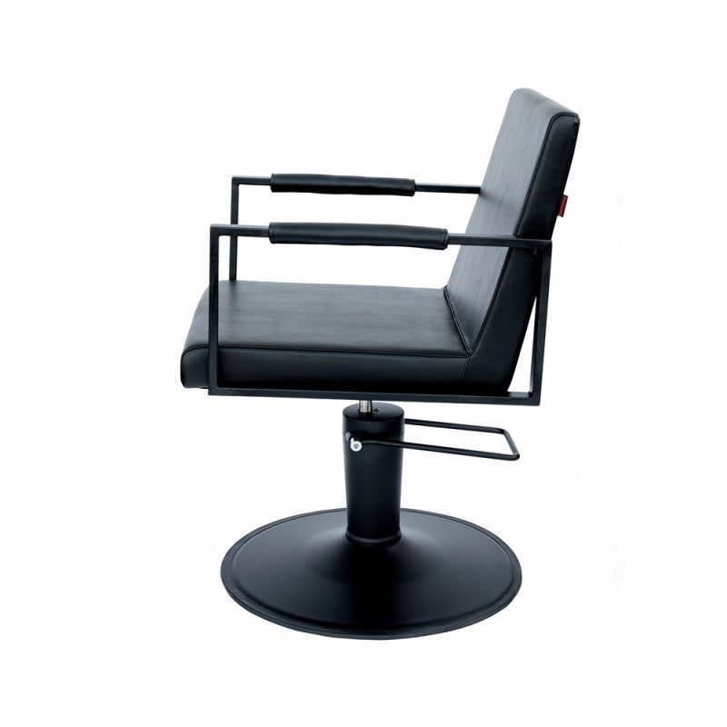 Fauteuil >JOHN< Noir, avec pied rond noir SwissHairDesign