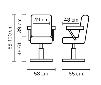 Fauteuil >JOHN< Noir, avec pied rond noir SwissHairDesign