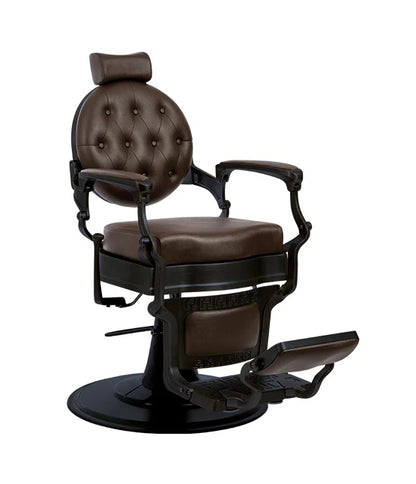 Fauteuil barbier >BUZZ BLACK - DARK BROWN EDITION< Swisshairdesign