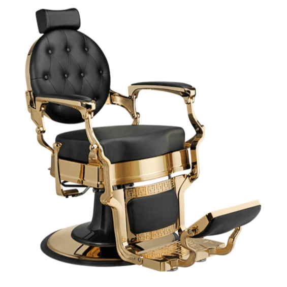 Fauteuil barbier >BUZZ GOLD - BLACK EDITION< Swisshairdesign