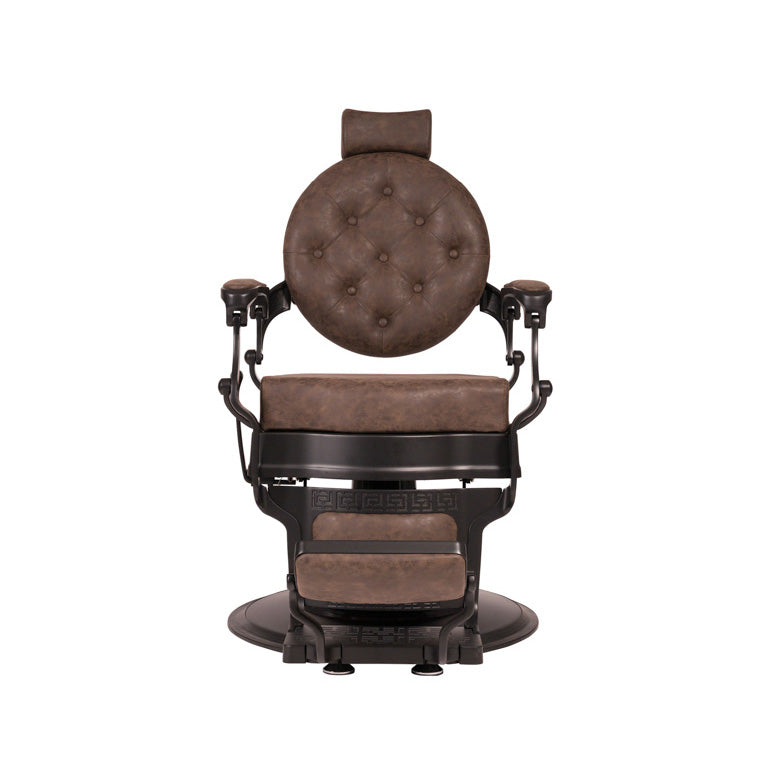 Fauteuil barbier >BUZZ BLACK - OLD BROWN EDITION< Swisshairdesign