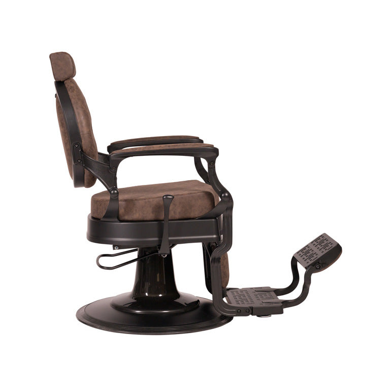 Fauteuil barbier >BUZZ BLACK - OLD BROWN EDITION< Swisshairdesign