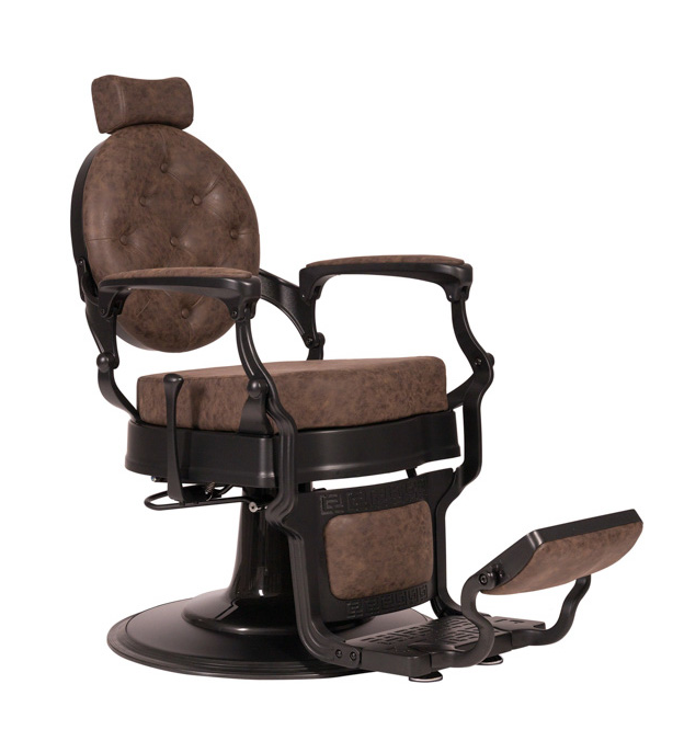 Fauteuil barbier >BUZZ BLACK - OLD BROWN EDITION< Swisshairdesign