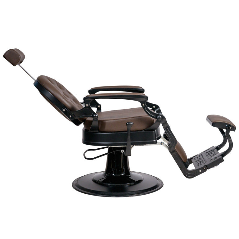 Fauteuil barbier >BUZZ BLACK - DARK BROWN EDITION< Swisshairdesign