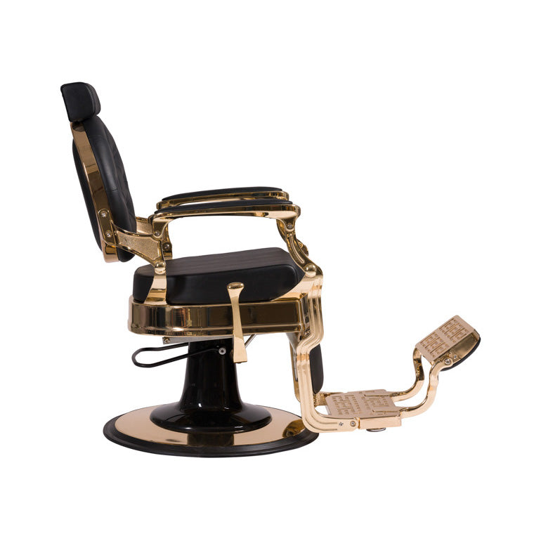 Fauteuil barbier >BUZZ GOLD - BLACK EDITION< Swisshairdesign