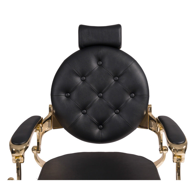 Fauteuil barbier >BUZZ GOLD - BLACK EDITION< Swisshairdesign